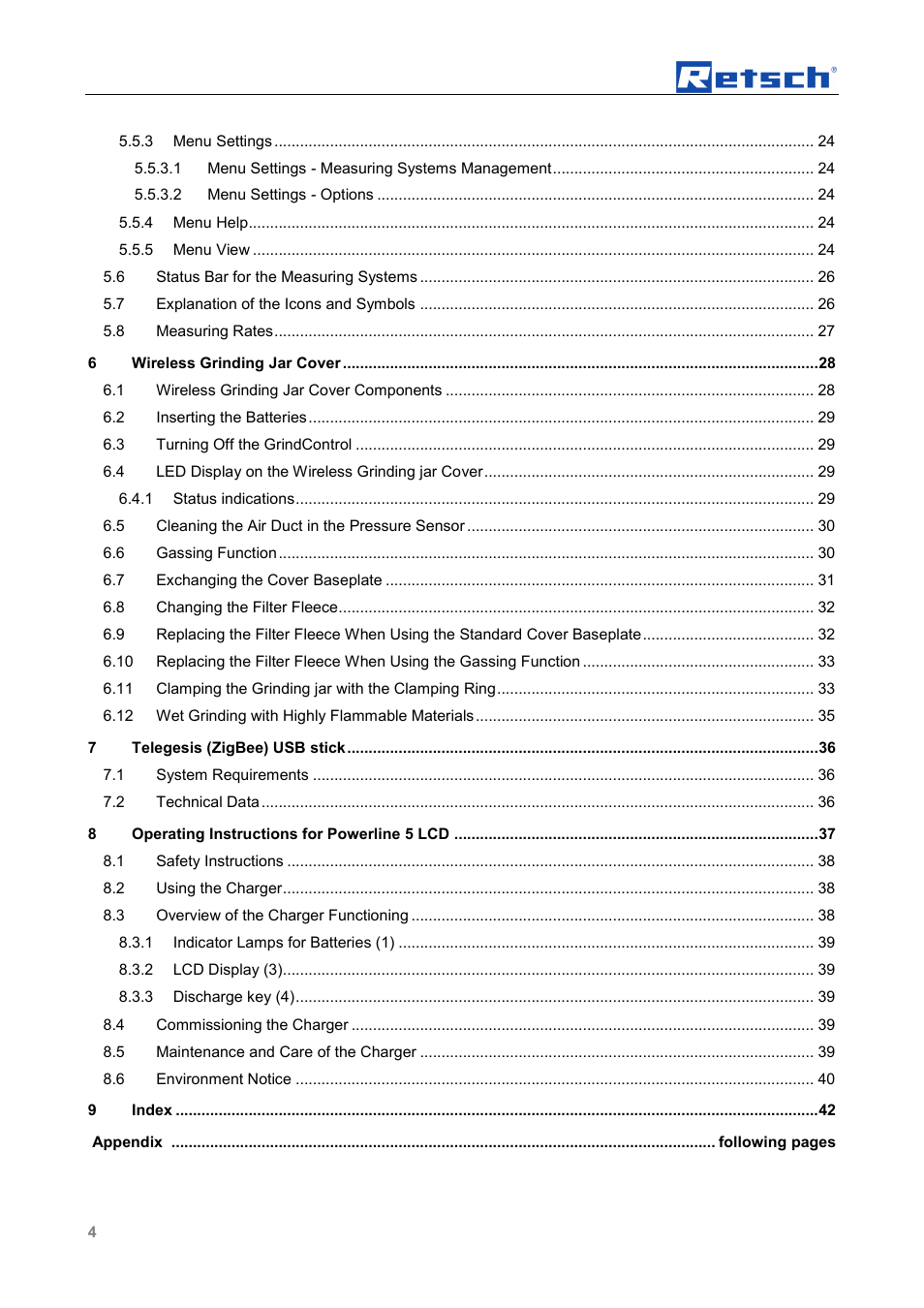 Retsch PM GrindControl User Manual | Page 4 / 48
