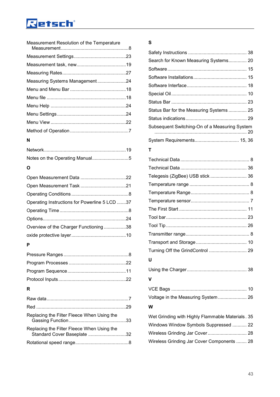 Retsch PM GrindControl User Manual | Page 43 / 48