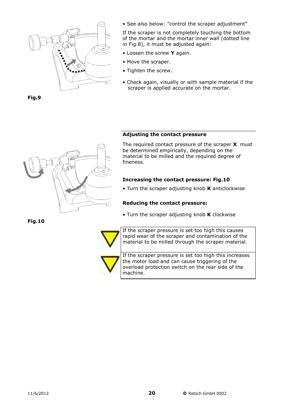 Adjusting the contact pressure | Retsch RM 200 User Manual | Page 20 / 36