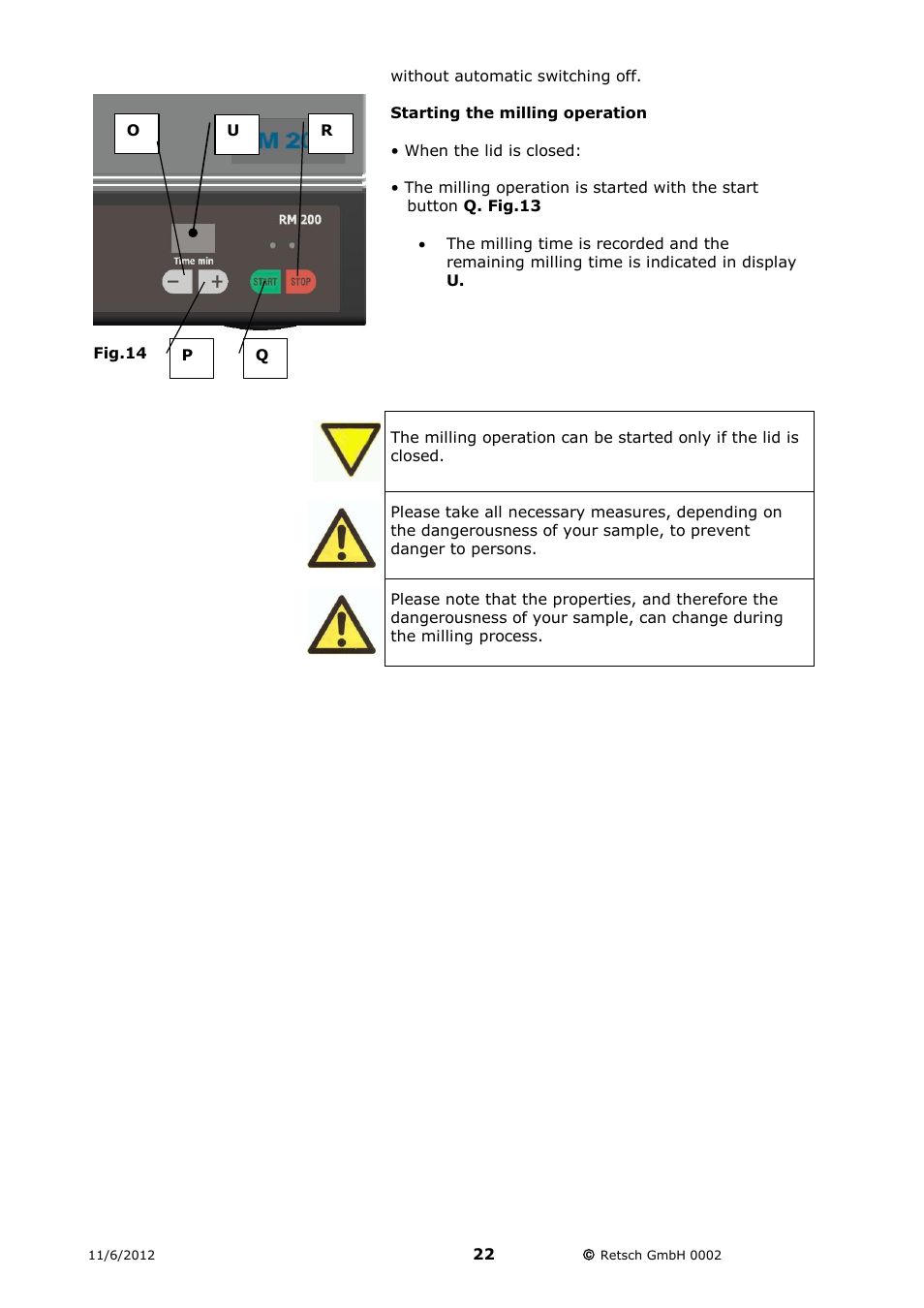Retsch RM 200 User Manual | Page 22 / 36