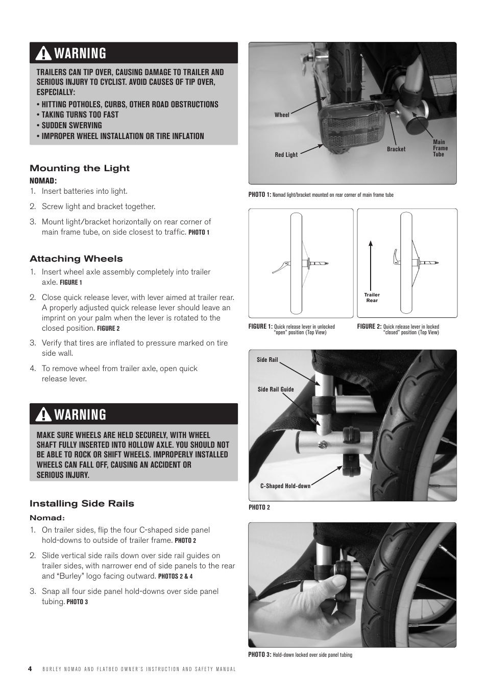 Warning | Burley Cargo User Manual | Page 4 / 12