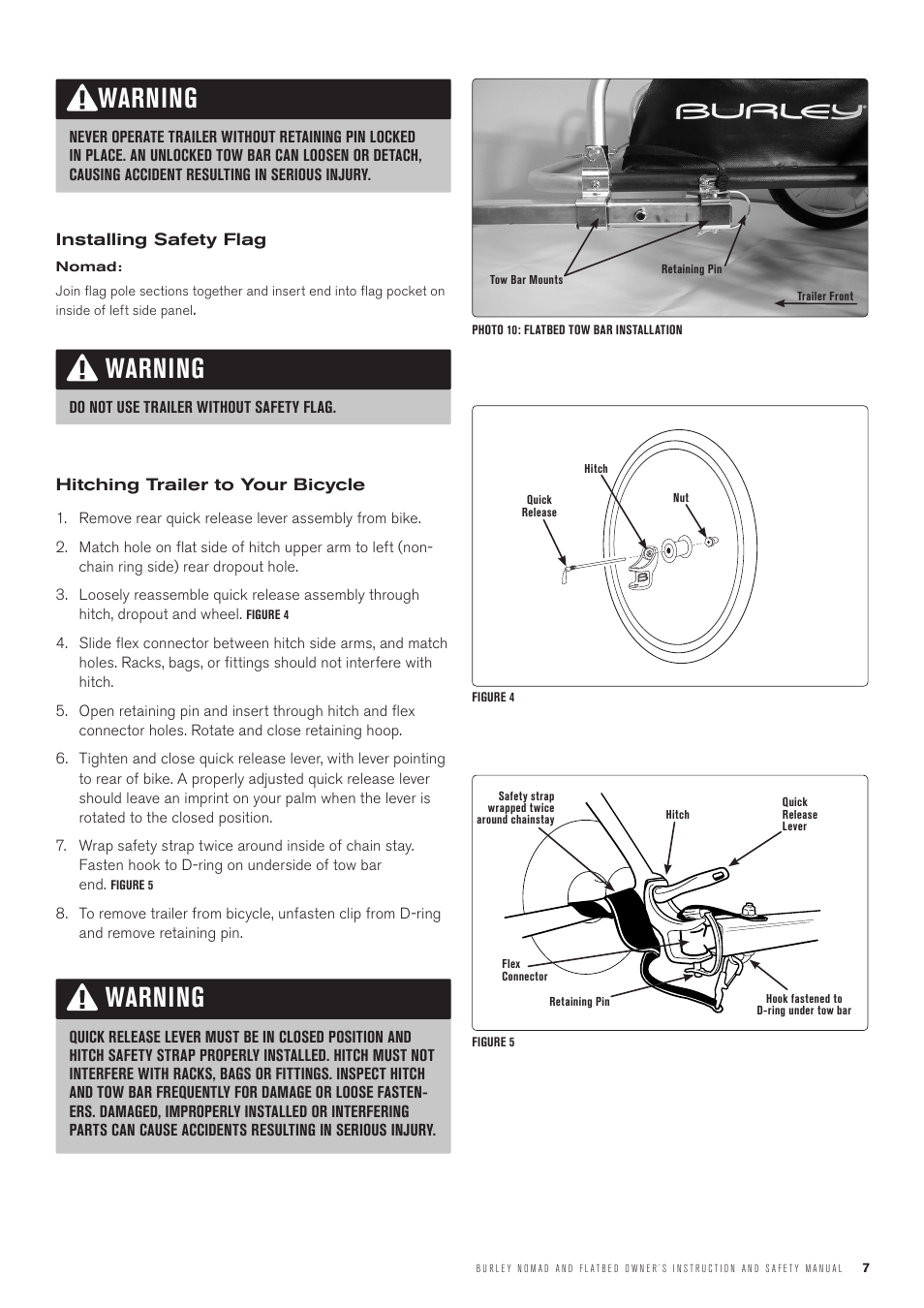 Warning | Burley Cargo User Manual | Page 7 / 12