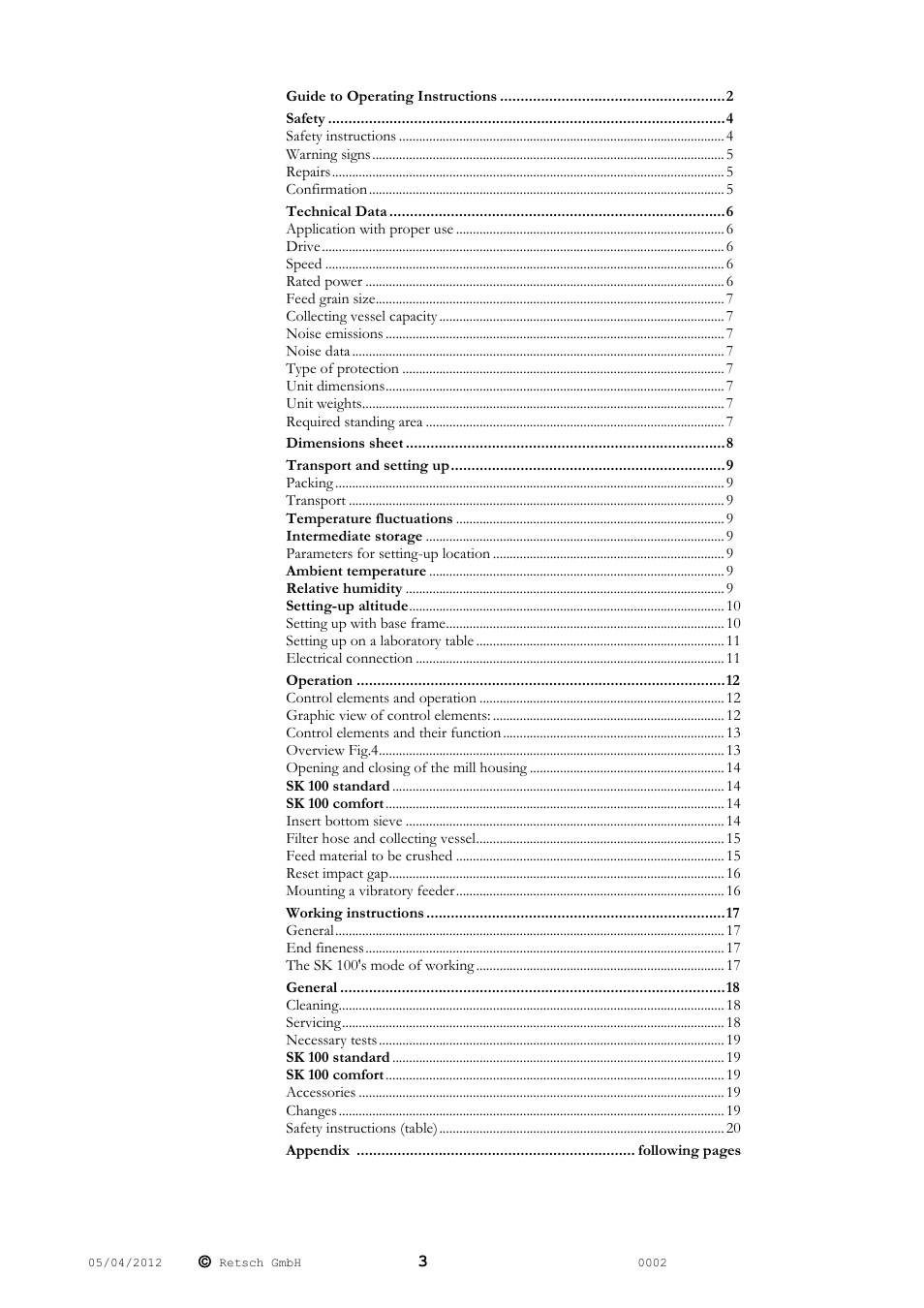 Retsch SK 100 User Manual | Page 3 / 24