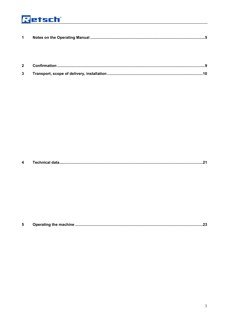 Retsch SM 100 User Manual | Page 3 / 48