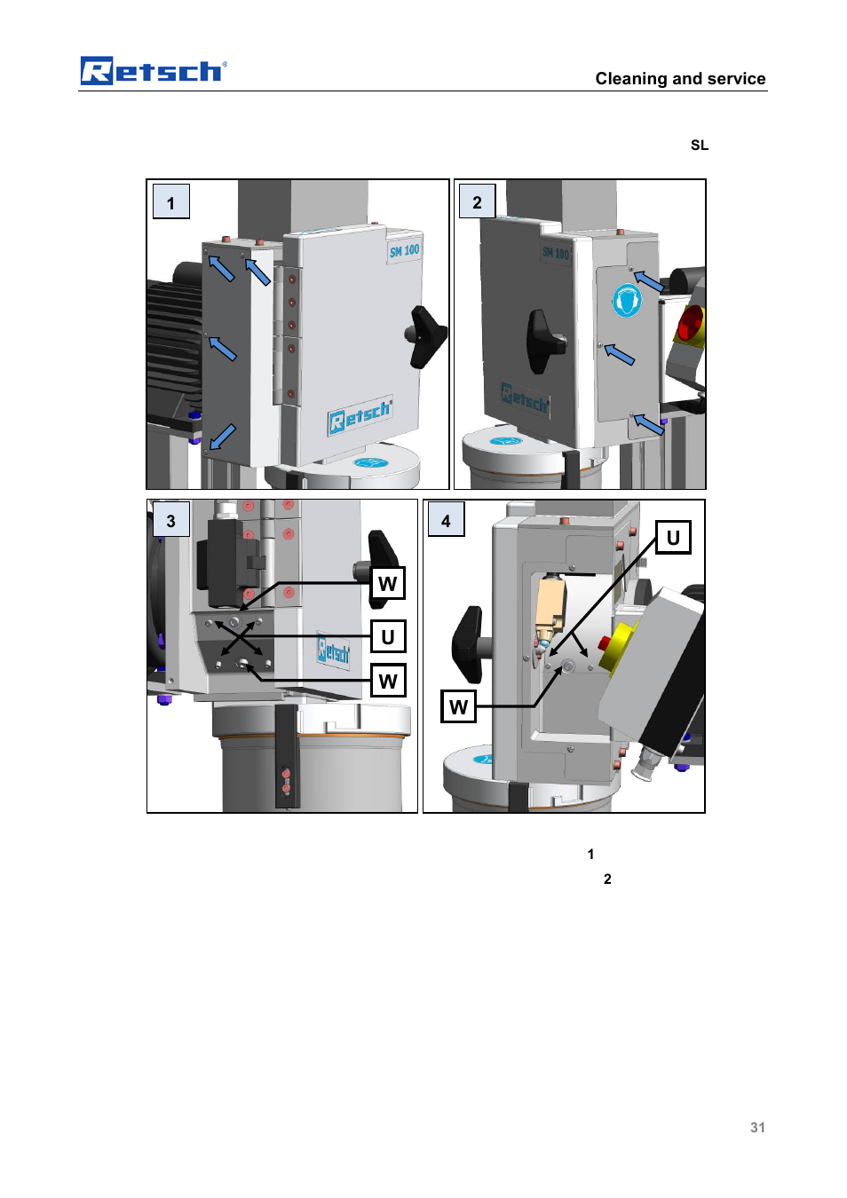 Cleaning and service | Retsch SM 100 User Manual | Page 31 / 48