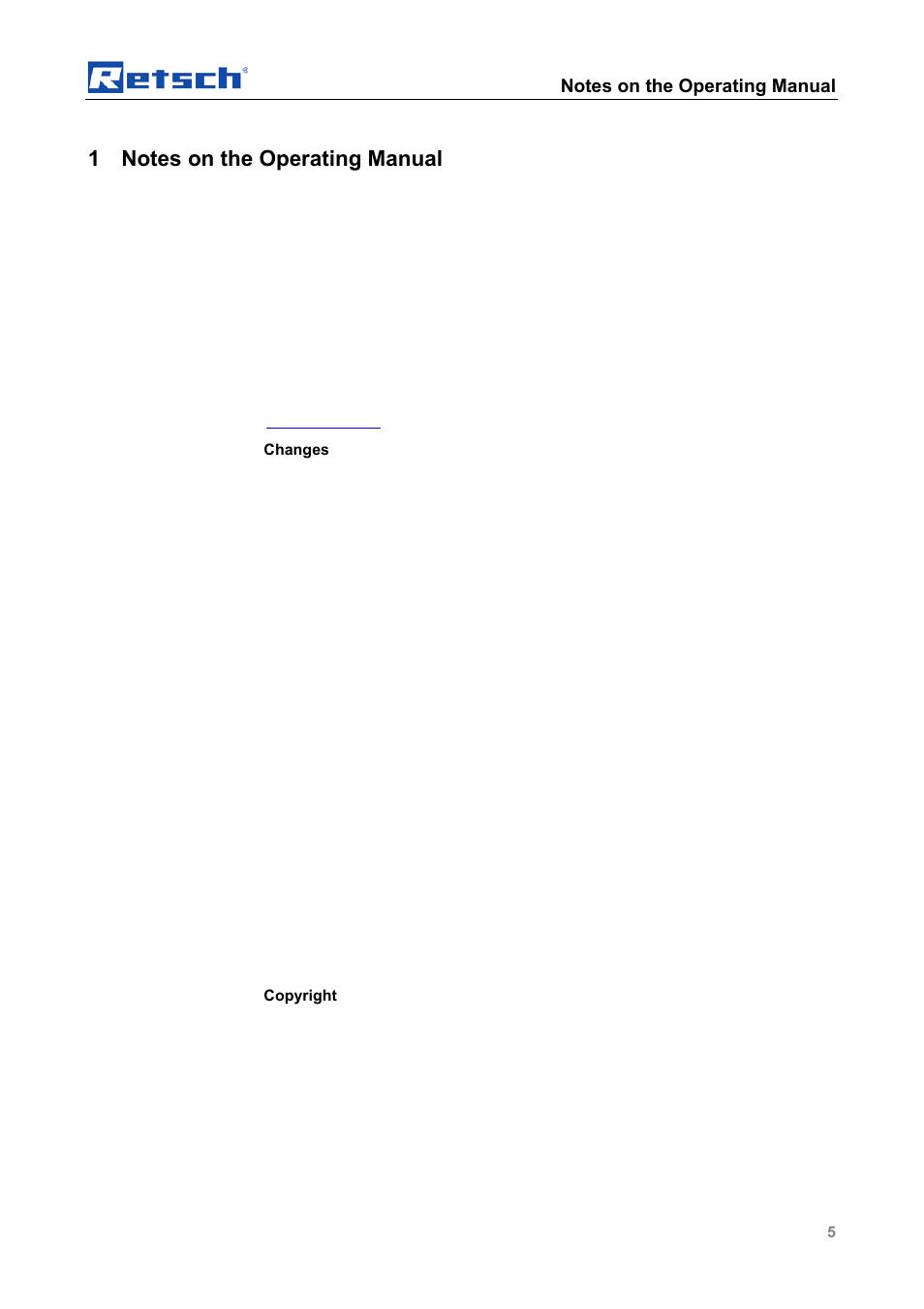 Notes on the operating manual | Retsch SM 100 User Manual | Page 5 / 48