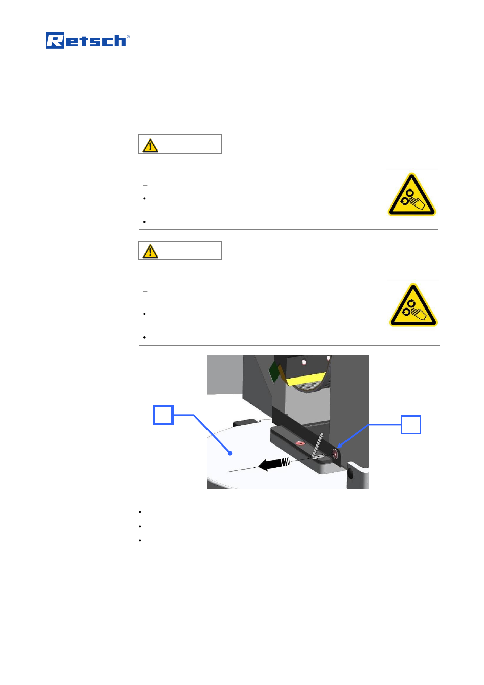 7 assembling and using the cyclone, A1 1 av 1, Assembling and using the cyclone | 1 cyclone assembly, Caution | Retsch SM 200 User Manual | Page 29 / 48