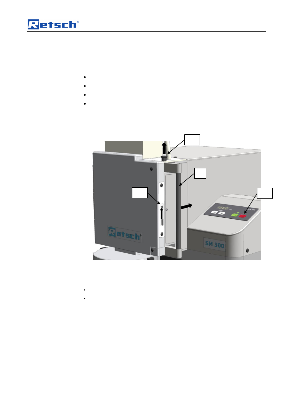 Operating the machine, 4 opening and closing of the grinding chamber, 5 mounting the bottom sieve | Retsch SM 300 User Manual | Page 23 / 44