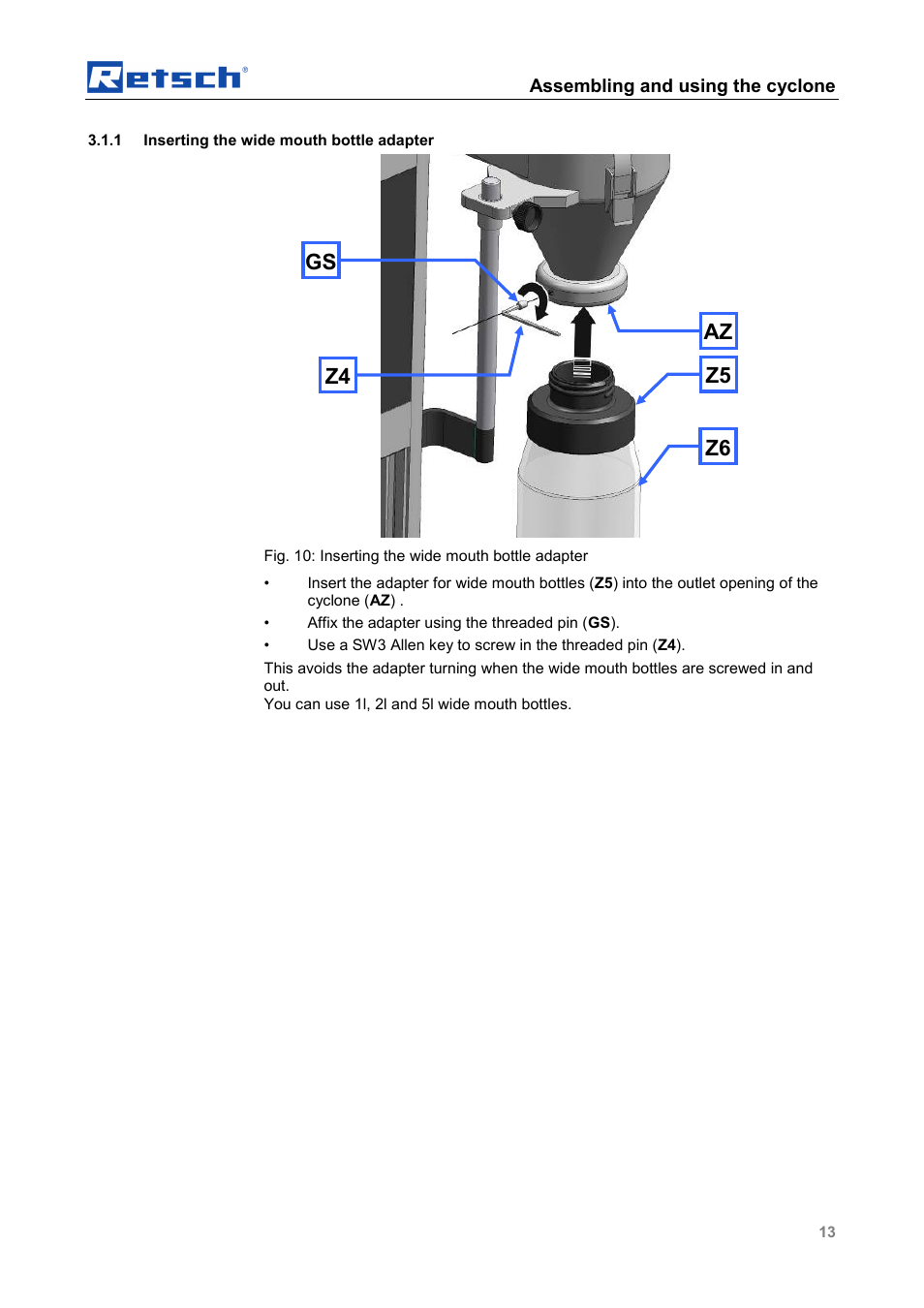 Z4 z5 z6 az gs | Retsch Cyclone - SM 300 User Manual | Page 13 / 20