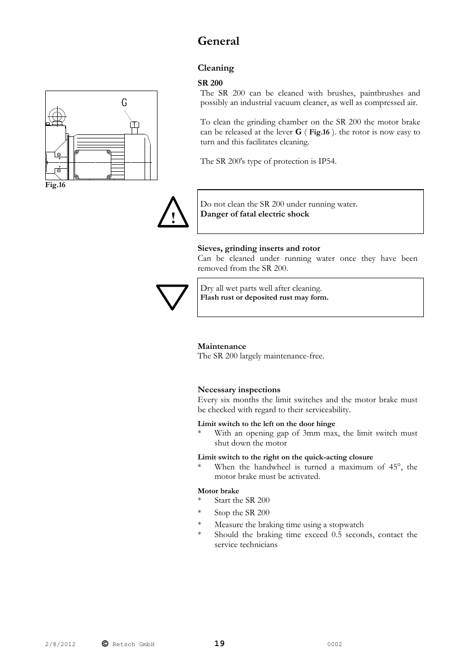 General | Retsch SR 200 User Manual | Page 19 / 24