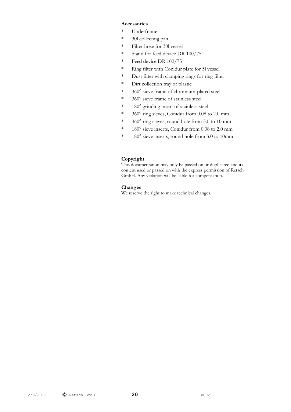 Retsch SR 200 User Manual | Page 20 / 24