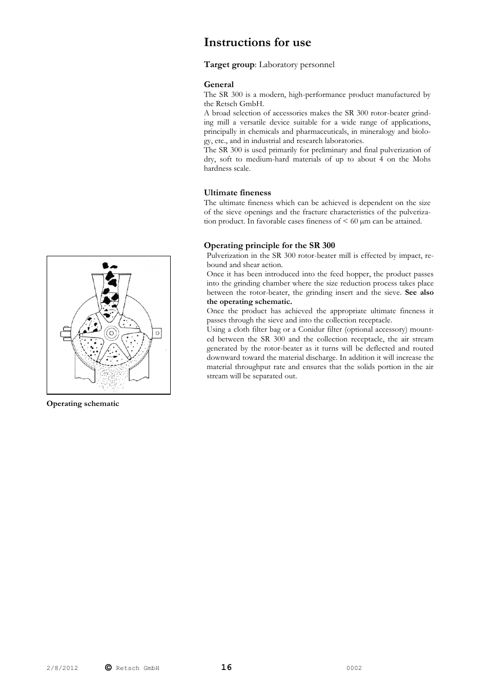 Instructions for use | Retsch SR 300 User Manual | Page 16 / 24