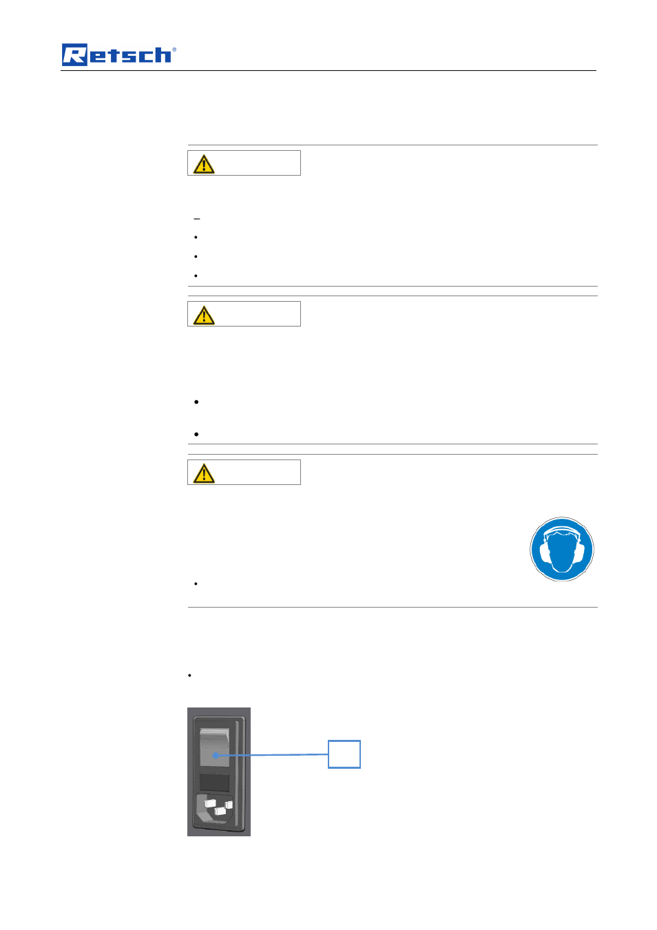 Operating the machine, 5 operating the device, Caution | 6 switching on and off | Retsch TWISTER User Manual | Page 19 / 44