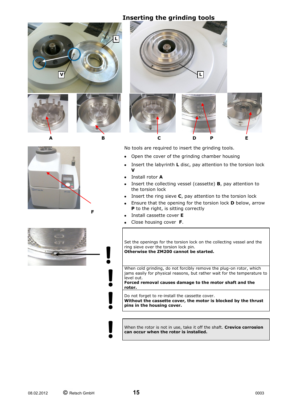 Inserting the grinding tools | Retsch ZM 200 User Manual | Page 15 / 32