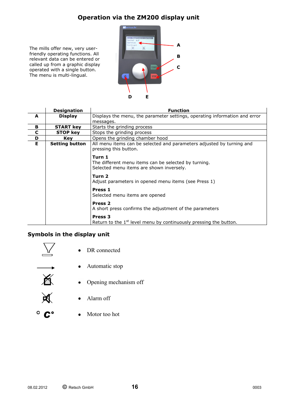 Retsch ZM 200 User Manual | Page 16 / 32