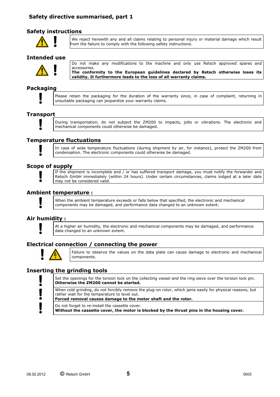 Safety directive summarised, part 1 | Retsch ZM 200 User Manual | Page 5 / 32