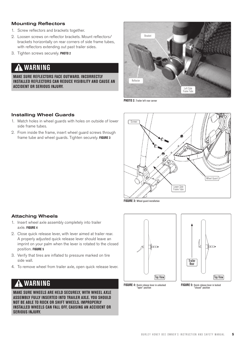 Warning | Burley Honey Bee User Manual | Page 5 / 12