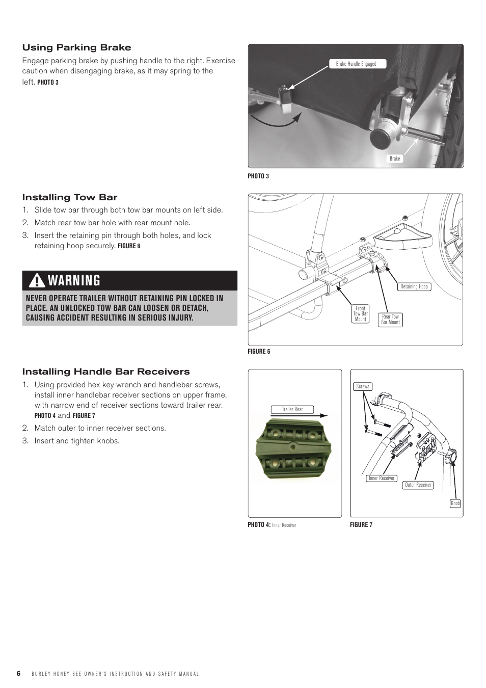 Warning | Burley Honey Bee User Manual | Page 6 / 12