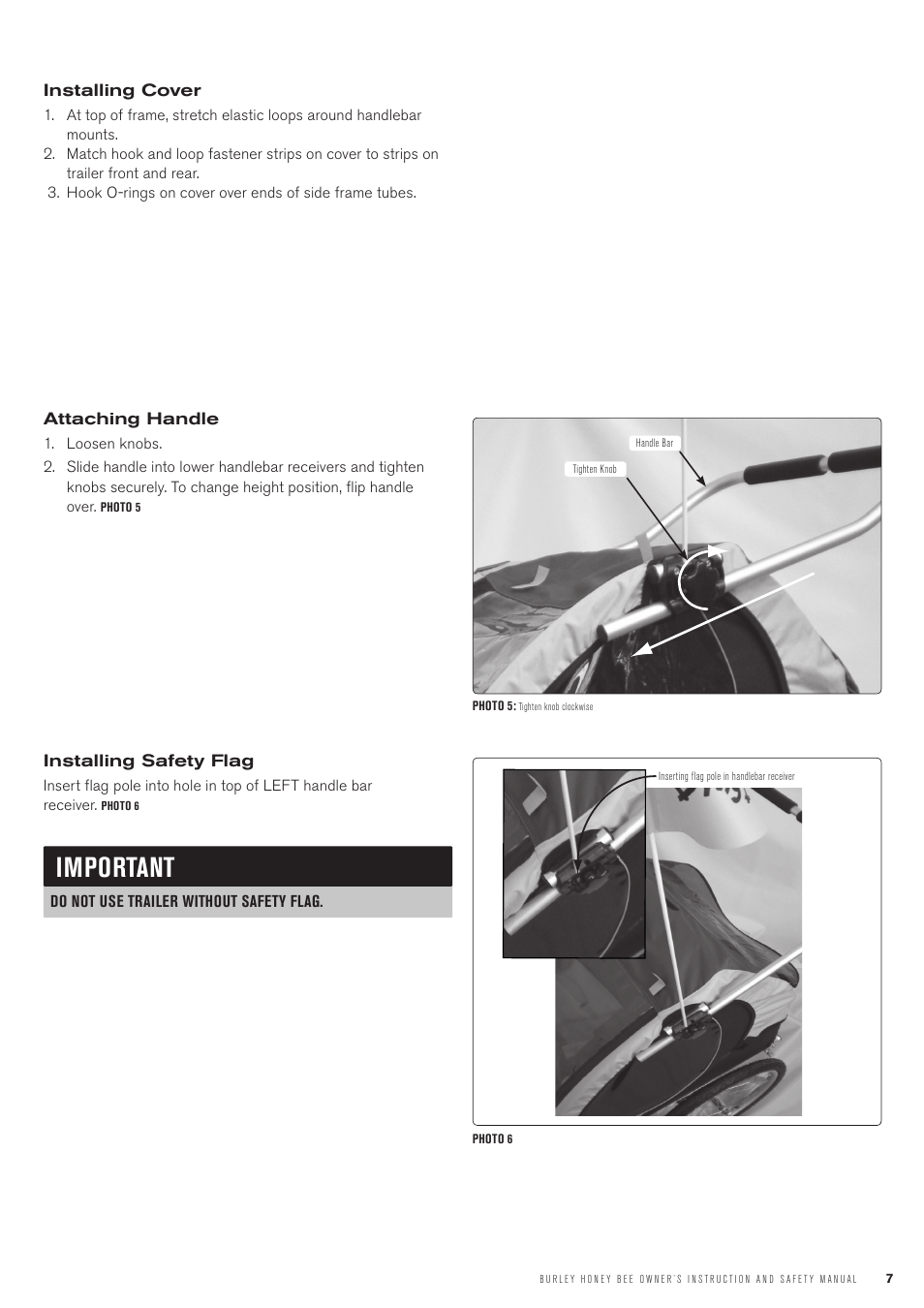 Important | Burley Honey Bee User Manual | Page 7 / 12