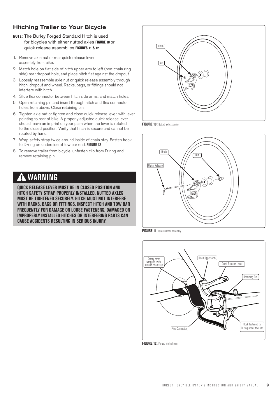 Warning | Burley Honey Bee User Manual | Page 9 / 12