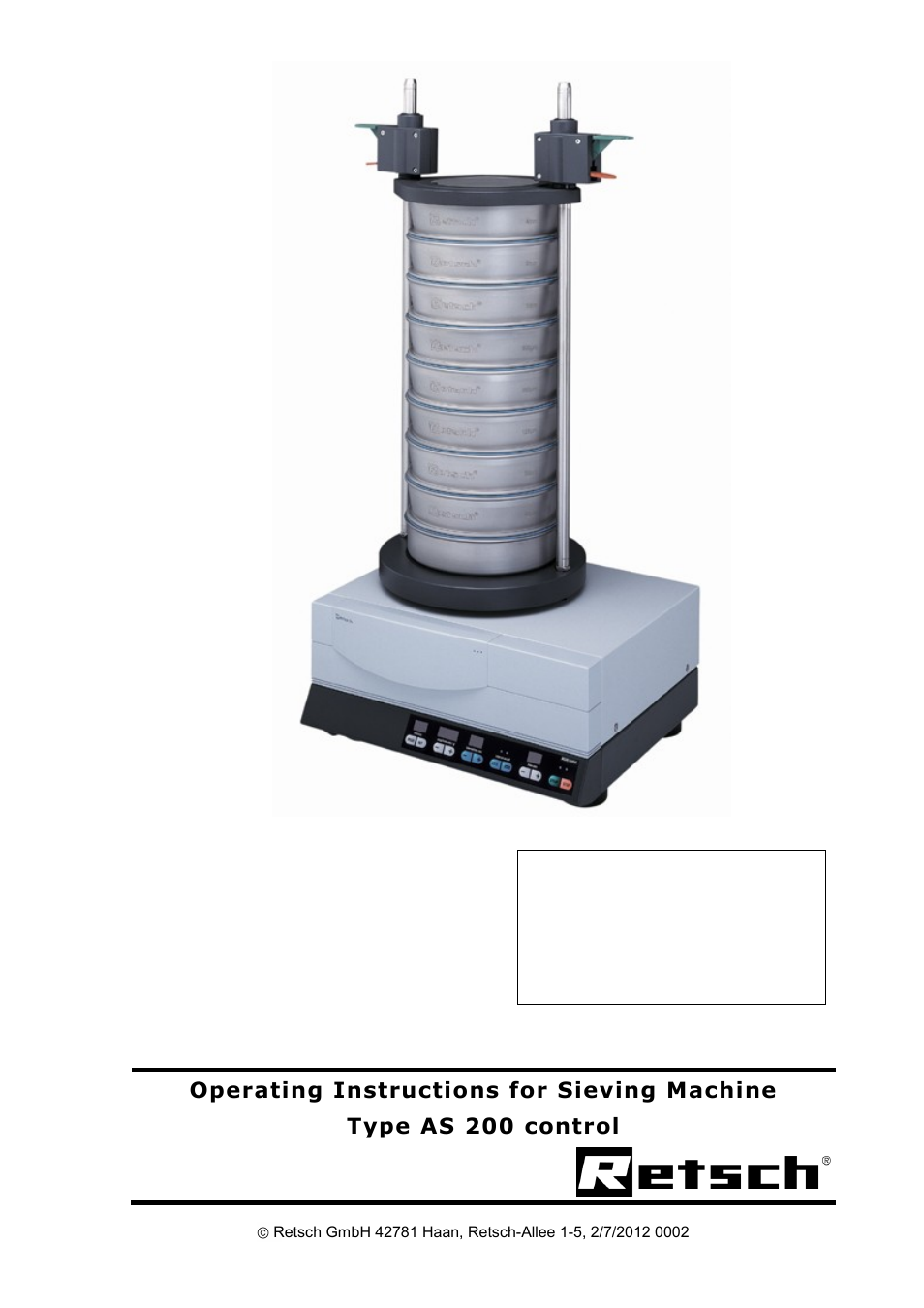 Retsch AS 200 control - natural frequency User Manual | 32 pages
