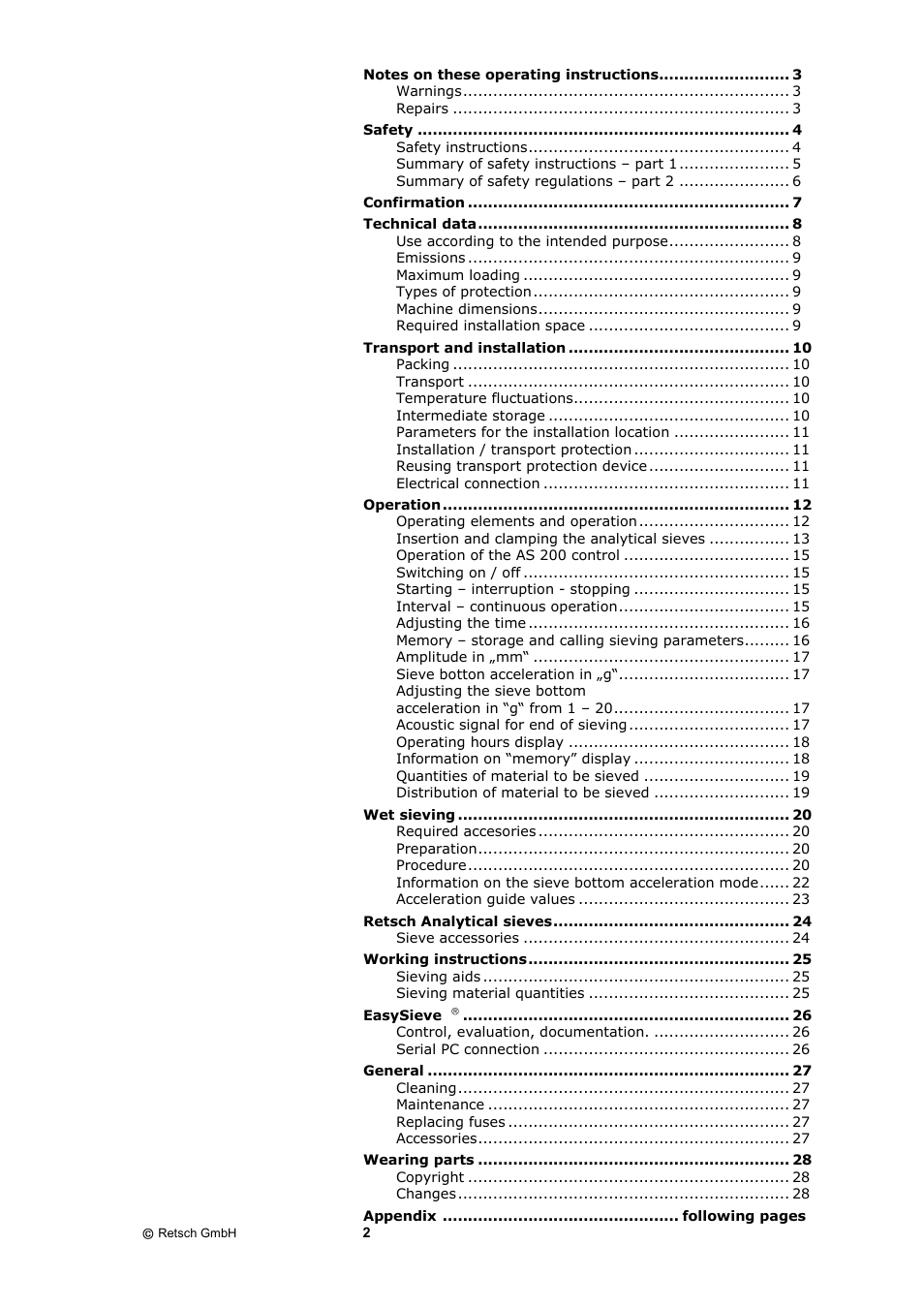 Retsch AS 200 control - natural frequency User Manual | Page 2 / 32