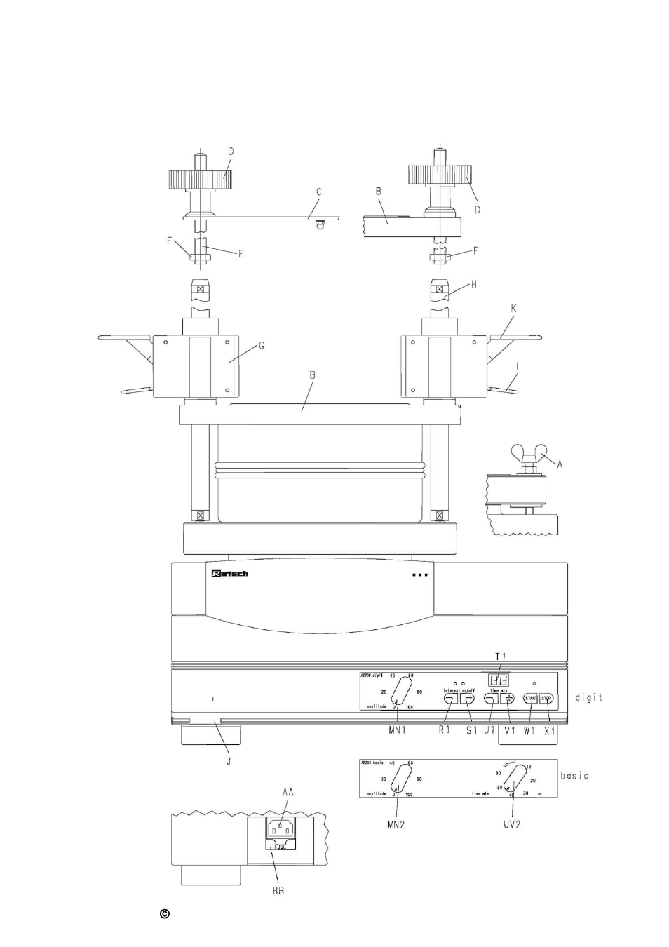 Operation, Control elements and their use | Retsch AS 200 User Manual | Page 9 / 36