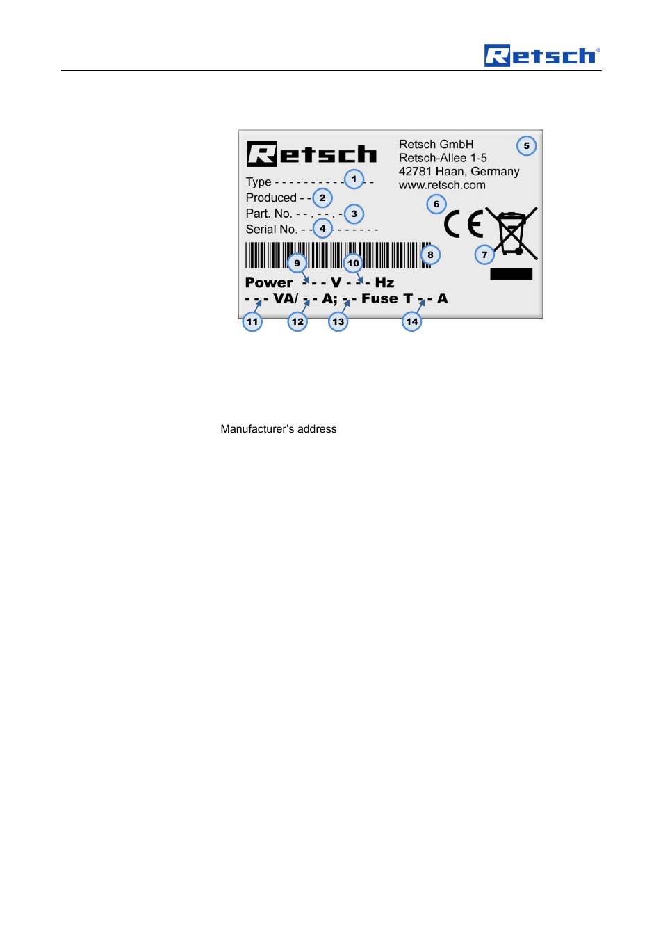 Technical data, 8 type plate description | Retsch AS 200 jet User Manual | Page 14 / 56