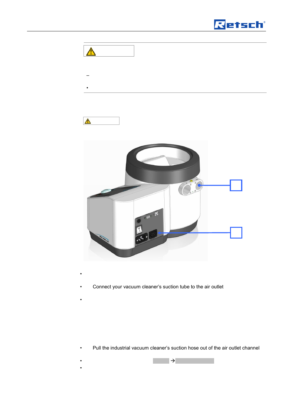 Operating the machine, Caution | Retsch AS 200 jet User Manual | Page 24 / 56
