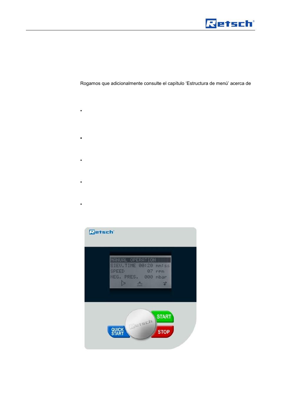 Manejo del aparato, 6 símbolos en la unidad de pantalla | Retsch AS 200 jet User Manual | Page 26 / 48