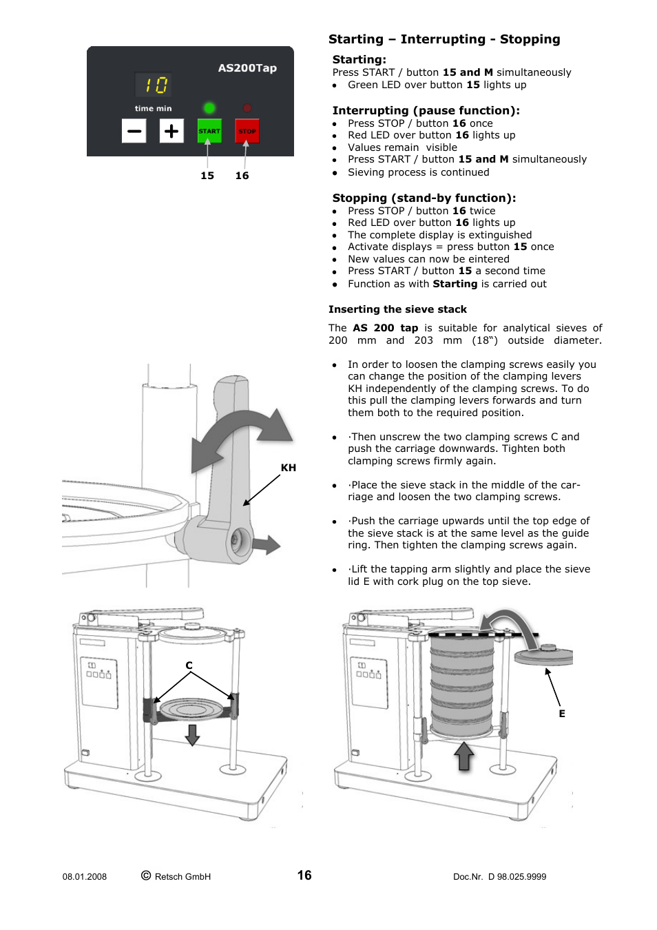 Retsch AS 200 tap 30.025.0001 User Manual | Page 16 / 28
