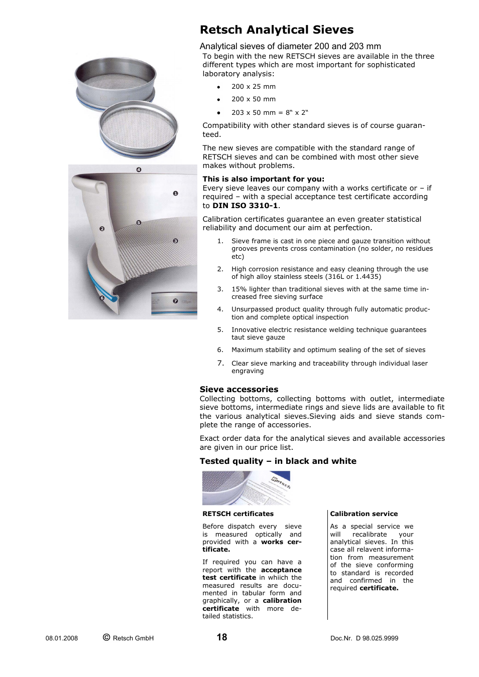 Retsch analytical sieves | Retsch AS 200 tap 30.025.0001 User Manual | Page 18 / 28