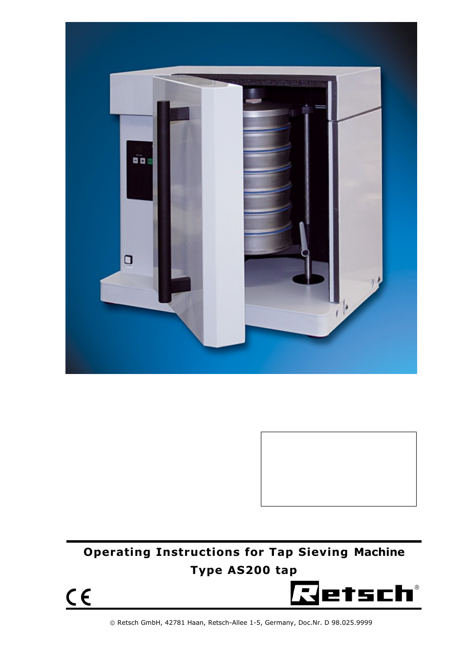Retsch AS 200 tap 30.025.1001 User Manual | 28 pages