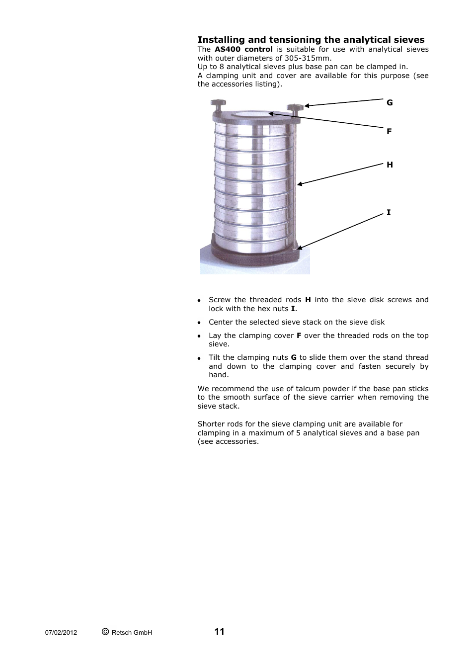 Installing and tensioning the analytical sieves | Retsch AS 300 User Manual | Page 11 / 32