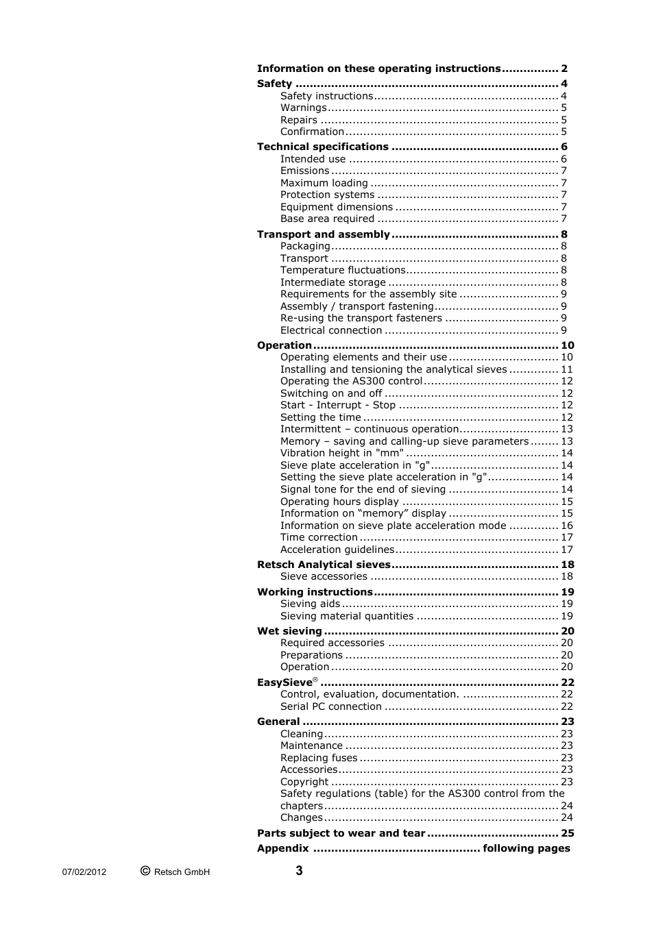 Retsch AS 300 User Manual | Page 3 / 32