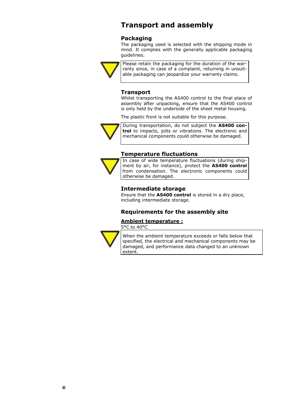 Transport and assembly | Retsch AS 400 User Manual | Page 10 / 32