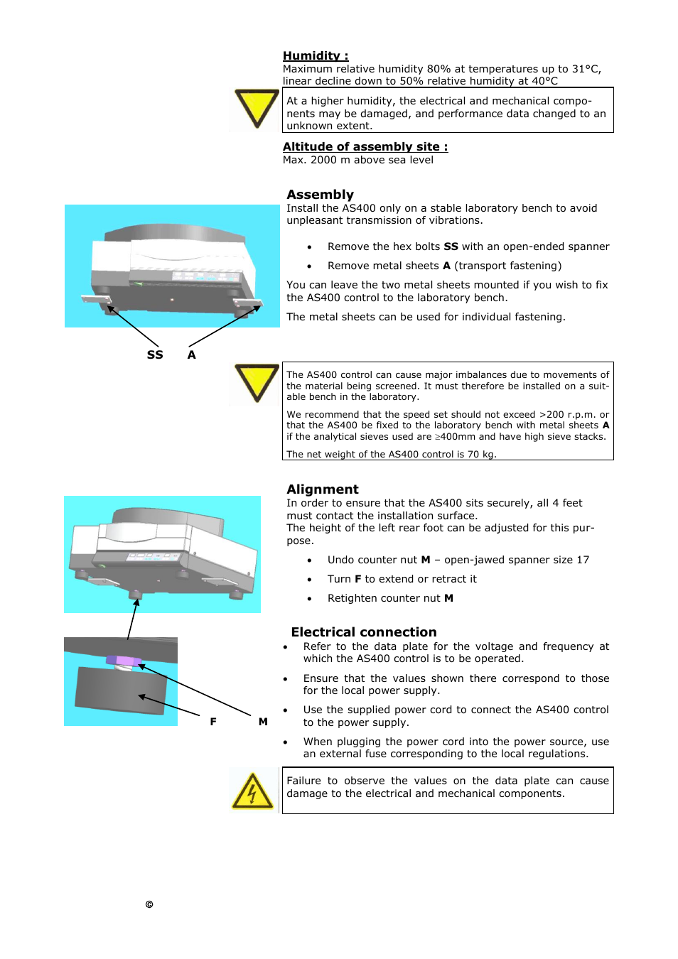 Assembly alignment electrical connection | Retsch AS 400 User Manual | Page 11 / 32