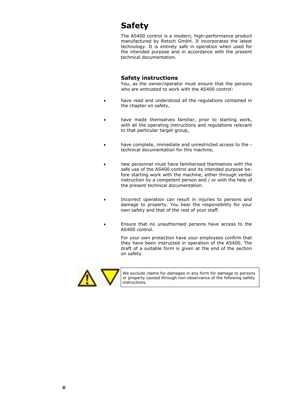 Safety, Safety instructions | Retsch AS 400 User Manual | Page 4 / 32