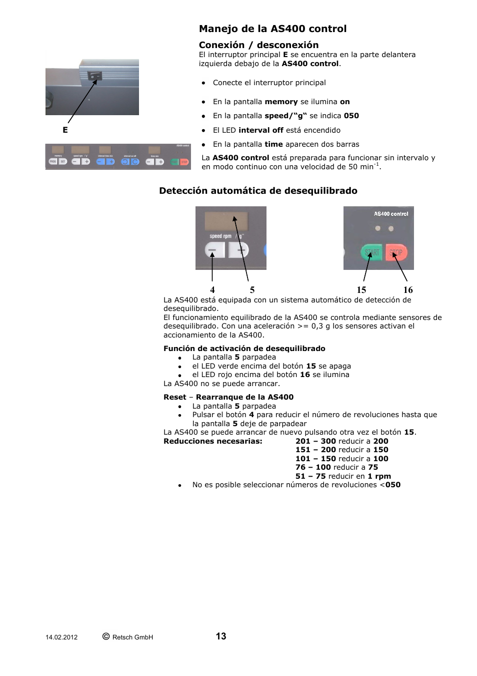 Retsch AS 400 User Manual | Page 13 / 28
