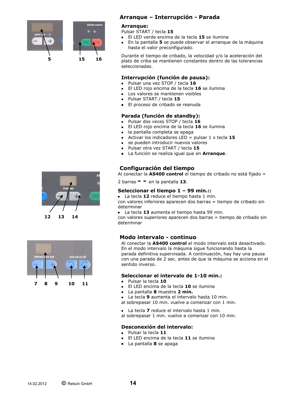 Retsch AS 400 User Manual | Page 14 / 28