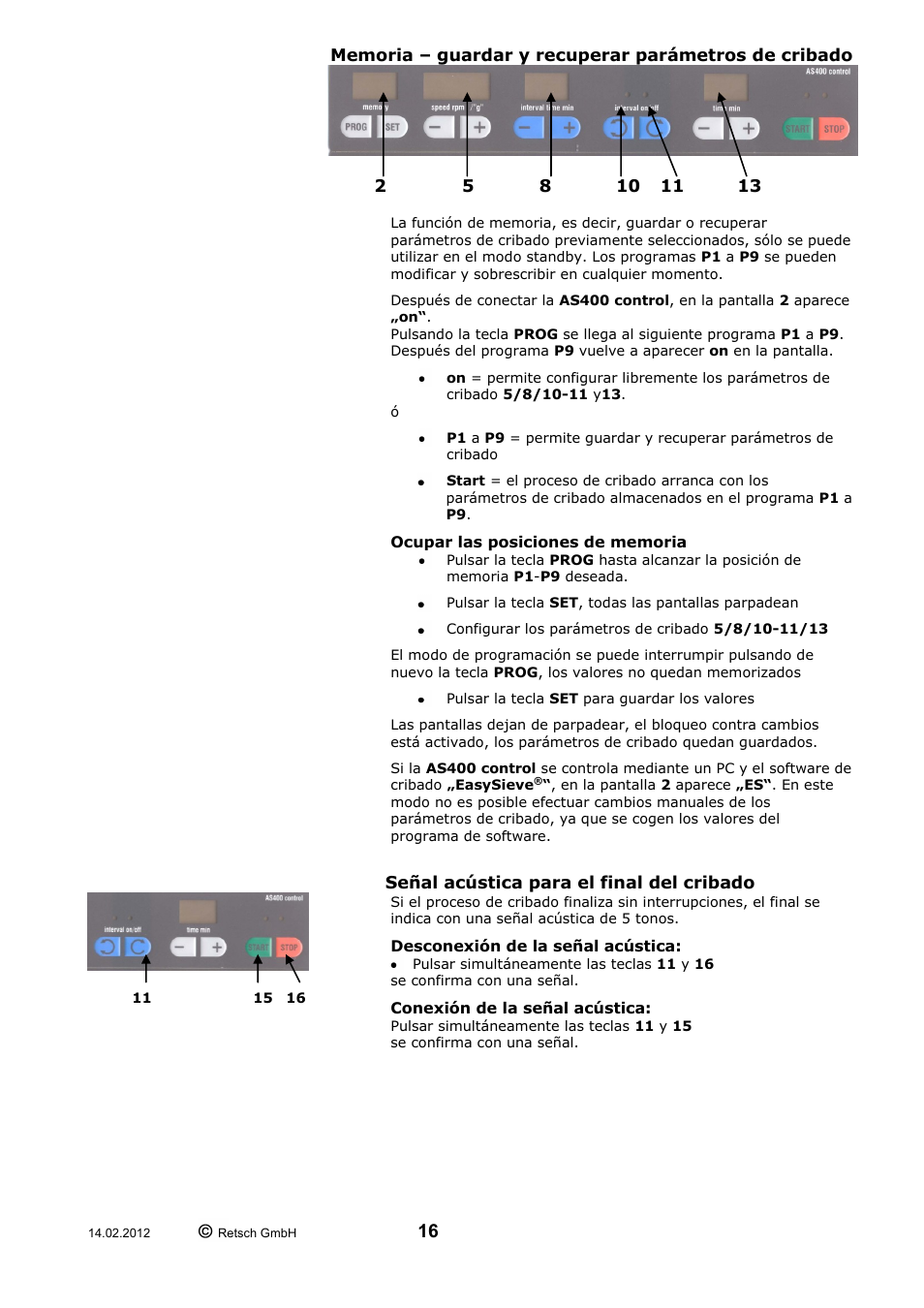 Retsch AS 400 User Manual | Page 16 / 28