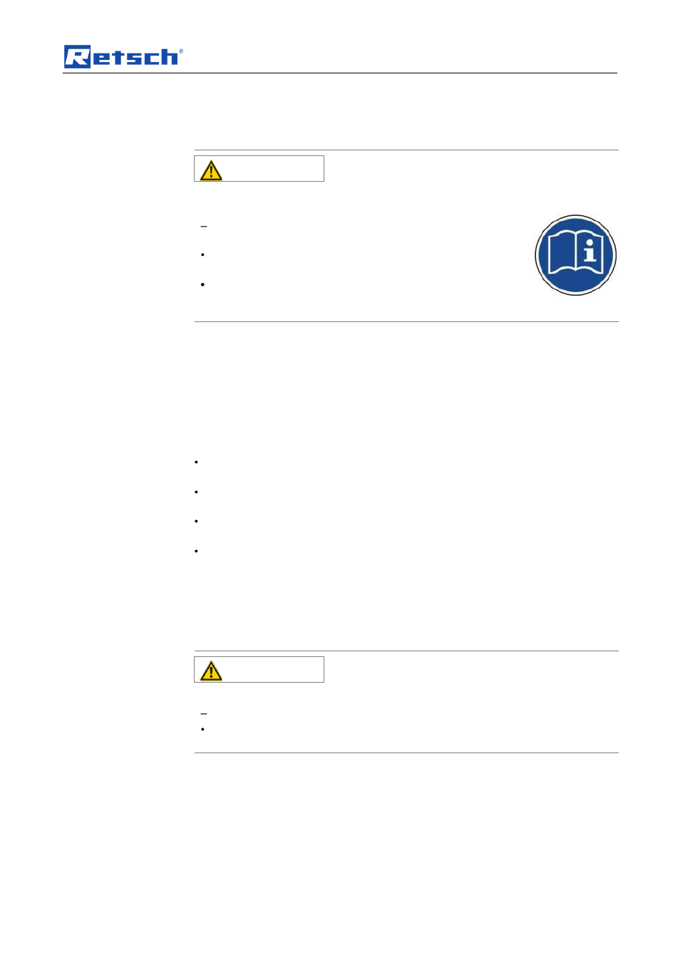 2 instrucciones generales de seguridad, Notas referentes a las instrucciones de servicio, Precaución | Retsch AS 450 basic User Manual | Page 7 / 40