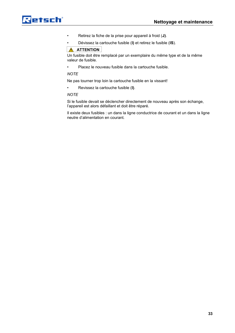 Nettoyage et maintenance | Retsch AS 450 basic User Manual | Page 33 / 44