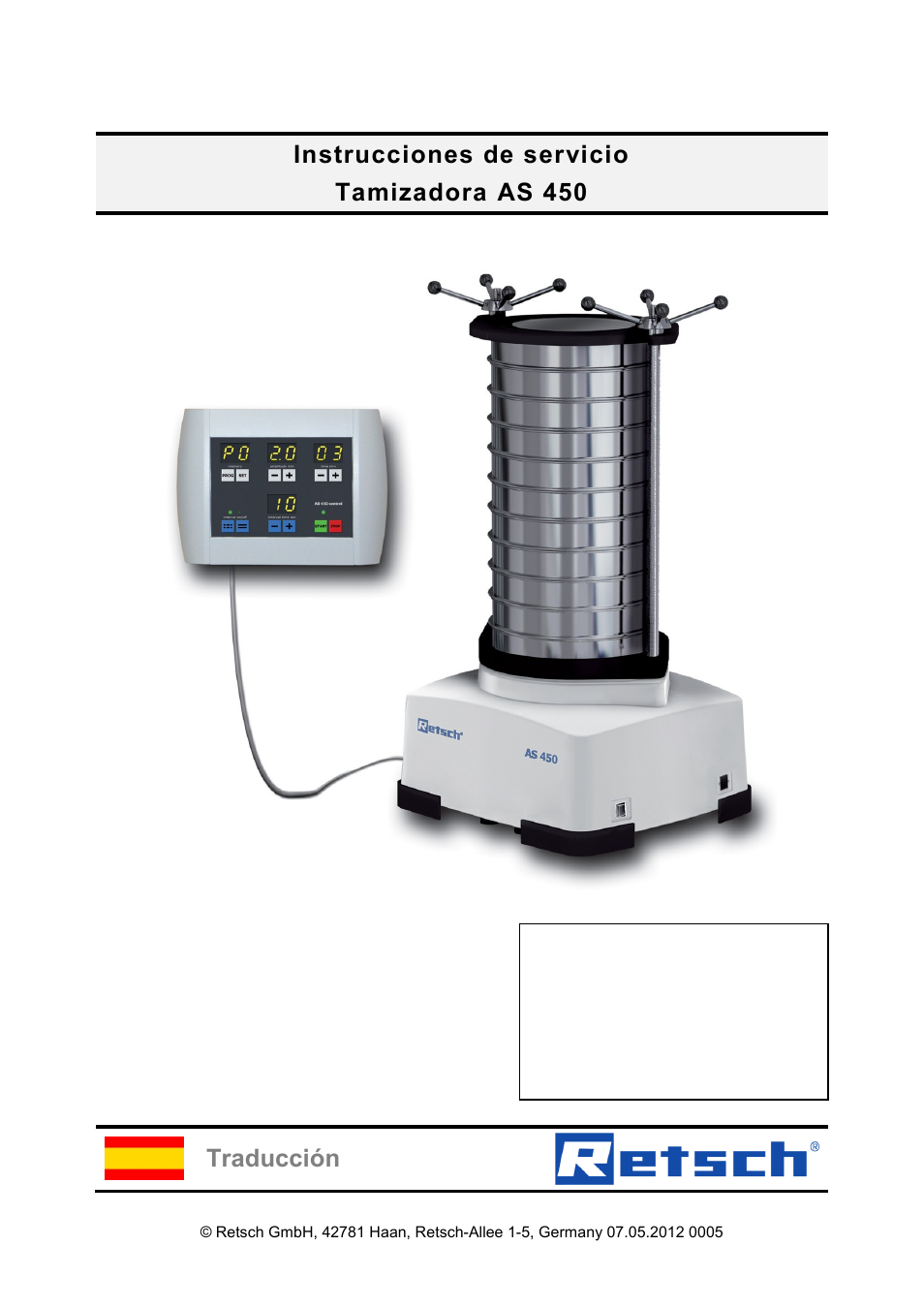 Retsch AS 450 control User Manual | 52 pages