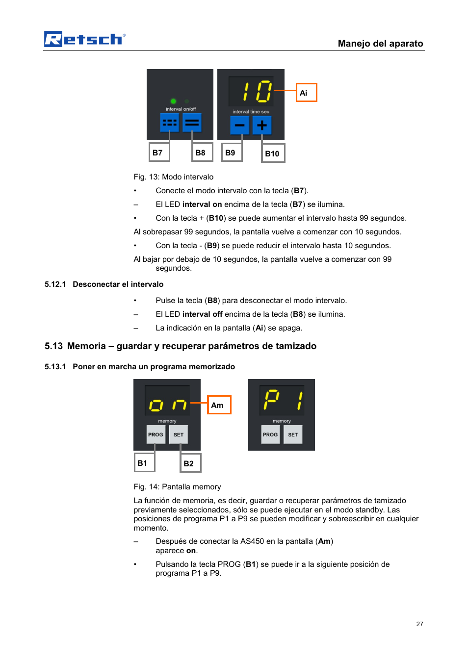 Manejo del aparato | Retsch AS 450 control User Manual | Page 27 / 52