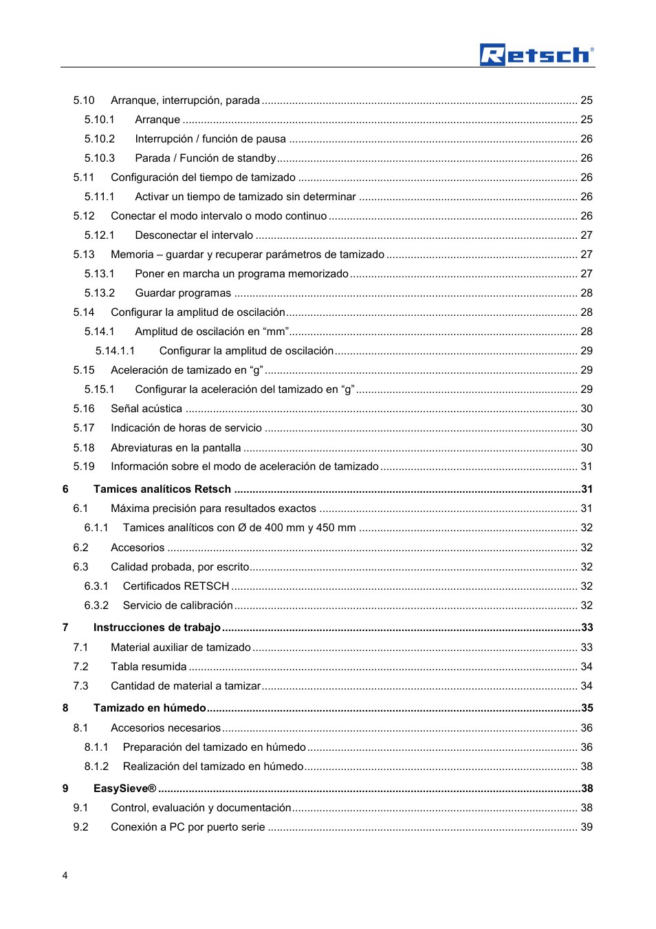 Retsch AS 450 control User Manual | Page 4 / 52