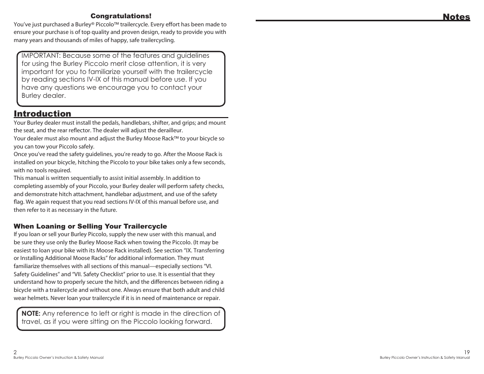 Introduction | Burley Piccolo User Manual | Page 2 / 10