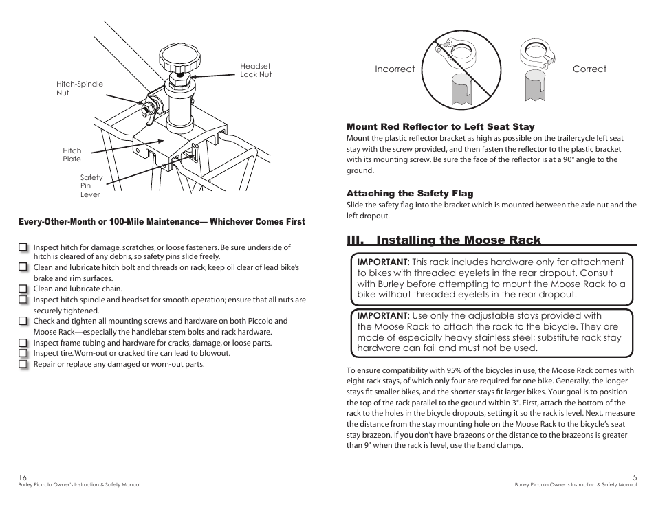 Iii. installing the moose rack | Burley Piccolo User Manual | Page 5 / 10
