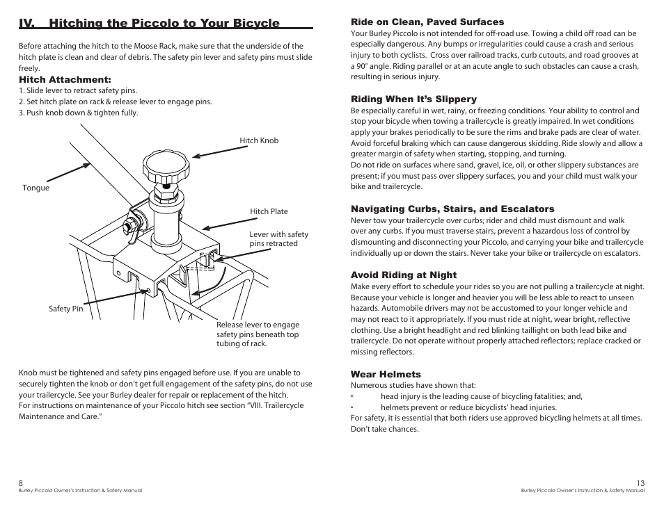 Iv. hitching the piccolo to your bicycle | Burley Piccolo User Manual | Page 8 / 10