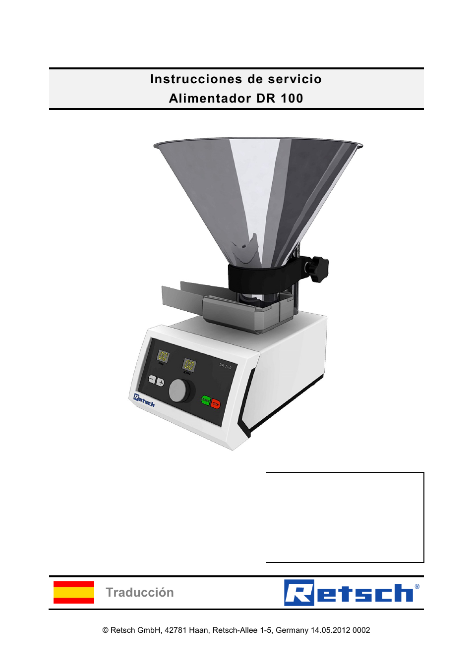 Retsch DR 100 User Manual | 40 pages